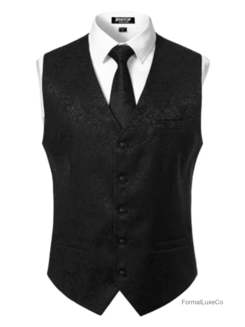 Mens Paisley Jacquard Vest Suit Waistcoat Button Formal Business